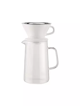 ALESSI | Set à café 3 pièces SLOW COFFEE verre/blanc/acier inoxydable | 